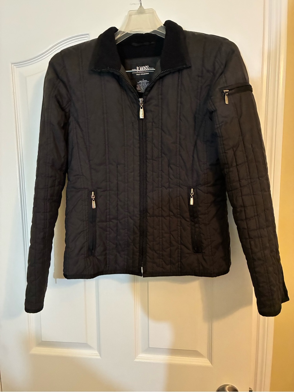 B Moss Collect Black Quilted Fleece Lined Jacket Women’s Small Y2K Moto Utility
